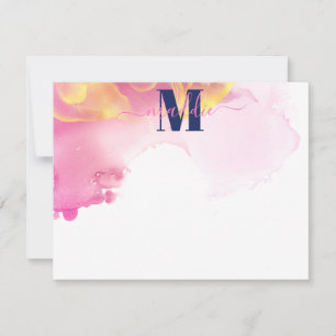 Modern Blue and Pin Ink Cloud Personalized Card