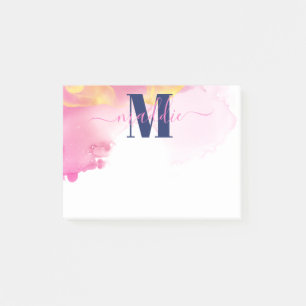 Modern Blue and Pin Ink Cloud Personalized  Post-it Notes