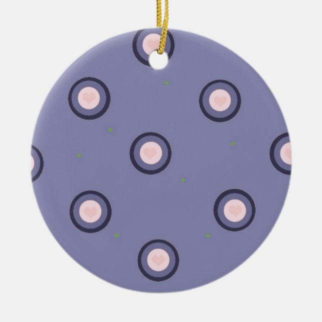 Modern Blue and Pink Circle Design Ceramic Ornament (Front)