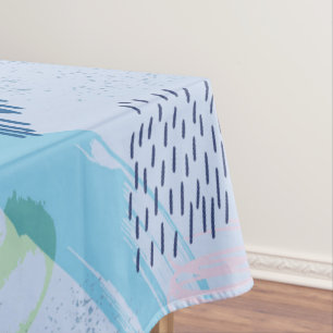 Modern Blue And Pink Lines And Spirals Tablecloth
