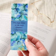 Modern Blue and Teal Swirls Bookmark