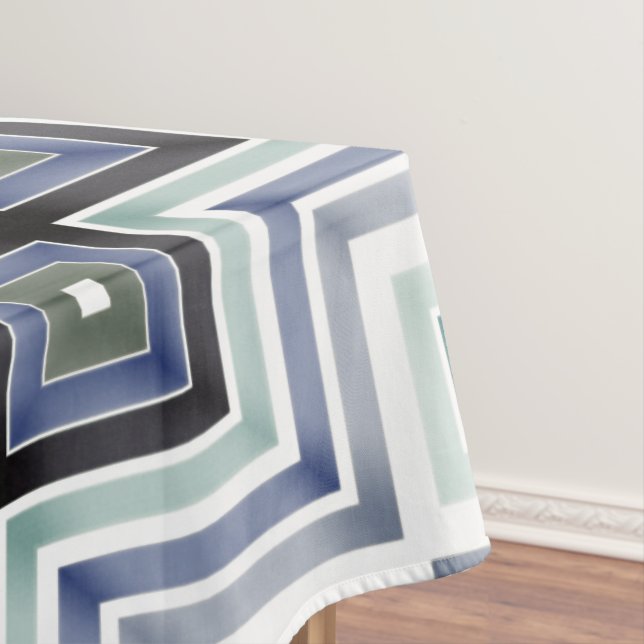 Modern Blue and Teal Tablecloth (In Situ)