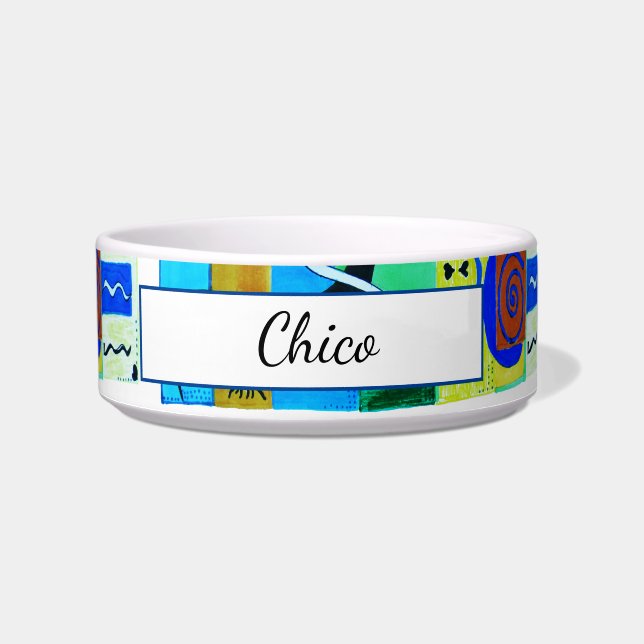 Modern Blue and White Abstract Matisse Bowl (Front)