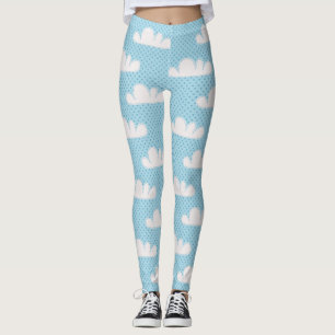 Modern Blue and White Clouds Leggings