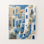 Modern Blue and White Coastal Alley Puzzle<br><div class="desc">It can be difficult to find a puzzle that offers a high level of difficulty without sacrificing modern visual appeal. Often, complex designs rely on repetitive textures that become frustrating rather than enjoyable. This stylized architectural piece solves that by using sharp geometric shadows and a bold blue-and-white palette to create...</div>