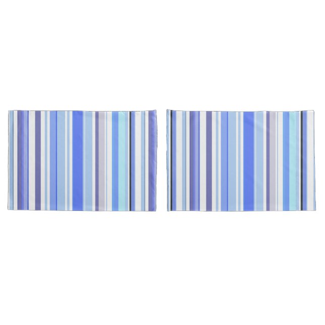 Modern Blue and White Coastal Stripes Pillowcase (Back-Set)
