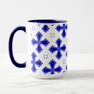 Modern Blue and White Cross Mug