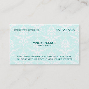 Modern Blue and White Damask Business Card