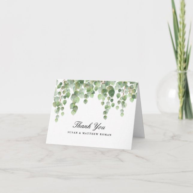 Modern Blue and White Floral Wedding Thank you (Front)