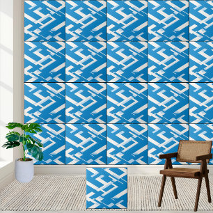 Modern Blue and White Greek Pattern Design  Tile