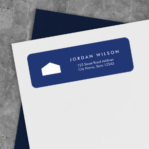 Modern Blue and White House Adresse de retour