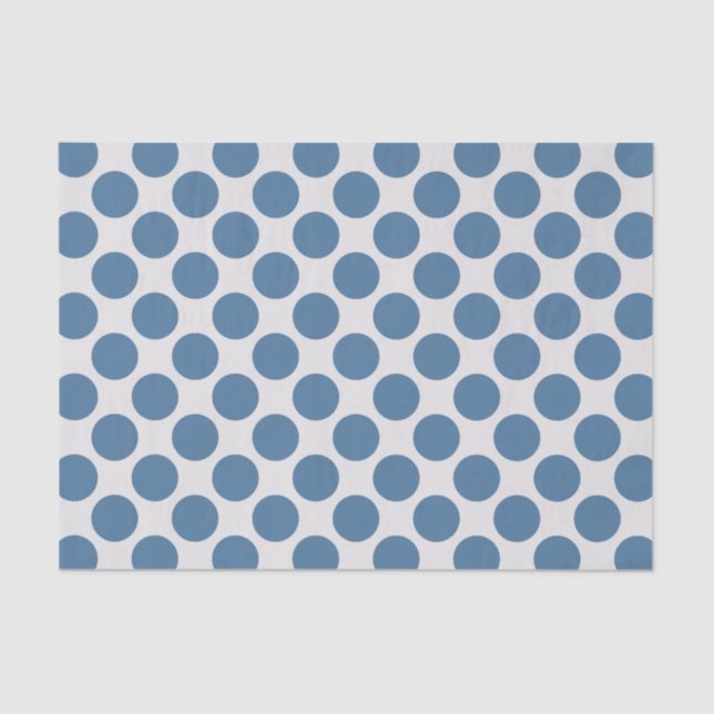 Modern Blue and White Large Polka Dots Tissue Paper (Front)