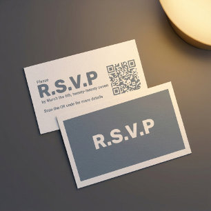 Modern Blue and white RSVP QR Code Wedding Enclosure Card