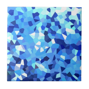 Modern Blue and White Stained Glass Ocean Mosaic Tile