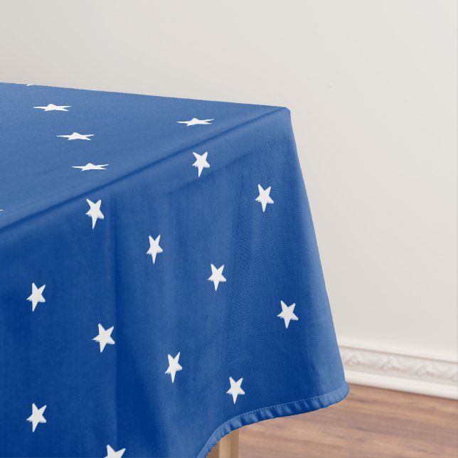Modern blue and white stars pattern cute fun  tablecloth (In Situ)