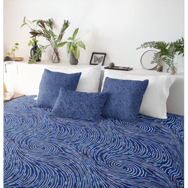 Modern Blue and White Wave Swirl Pattern Pillowcase (Creator Uploaded)