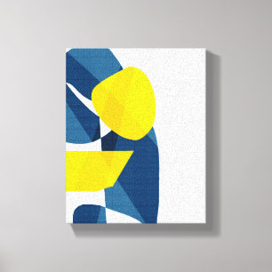 Modern Blue and Yellow Abstract Geometric Canvas Print