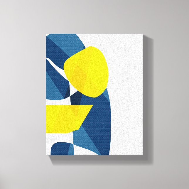 Modern Blue and Yellow Abstract Geometric Canvas Print (Front)