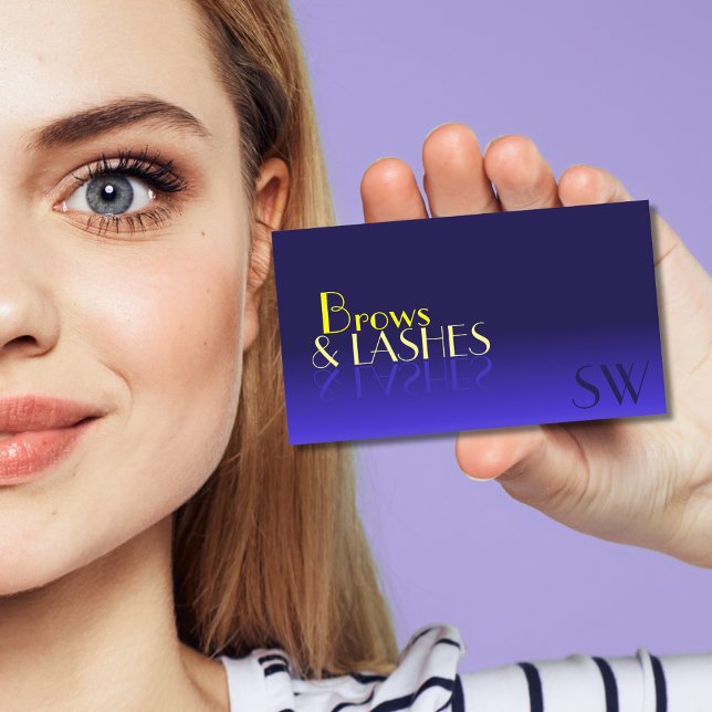 Modern Blue and Yellow Mirror Font with Monogram Business Card (Creator Uploaded)