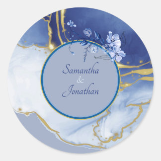 Modern Blue Aqua Marble Wedding Envelope Seal