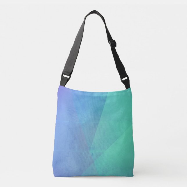 Modern Blue Aqua &Turquoise Geometric Gradation Crossbody Bag (Front)