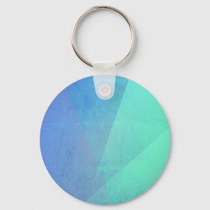 Modern Blue Aqua &Turquoise Geometric Gradation Keychain