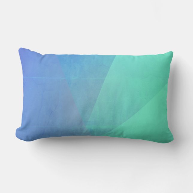 Modern Blue Aqua &Turquoise Geometric Gradation Lumbar Pillow (Front)