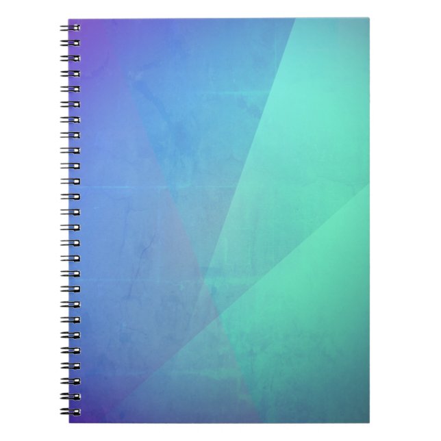 Modern Blue Aqua &Turquoise Geometric Gradation Notebook (Front)