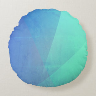 Modern Blue Aqua &Turquoise Geometric Gradation Round Pillow