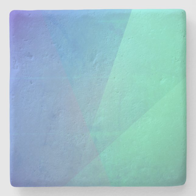 Modern Blue Aqua &Turquoise Geometric Gradation Stone Coaster (Front)