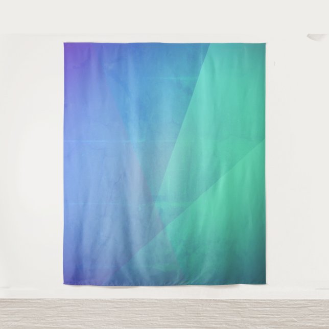 Modern Blue Aqua &Turquoise Geometric Gradation Tapestry (Front)