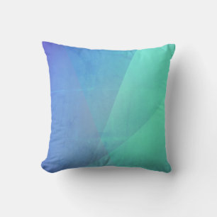 Modern Blue Aqua &Turquoise Geometric Gradation Throw Pillow