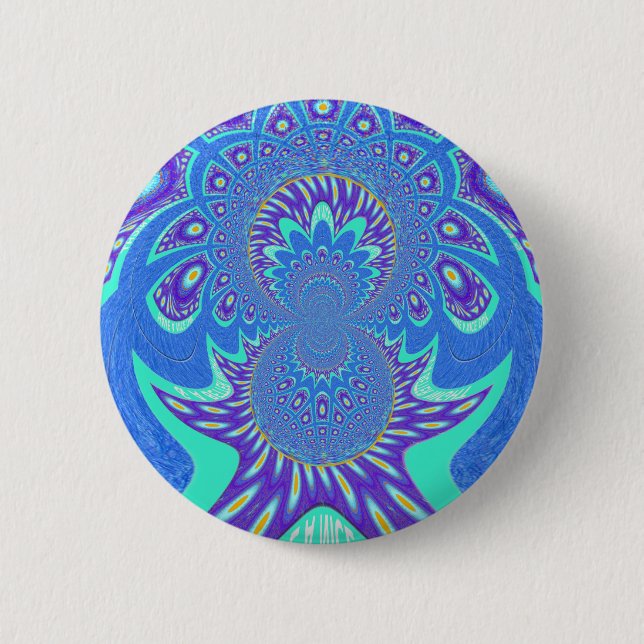 Modern Blue art 2 Inch Round Button (Front)