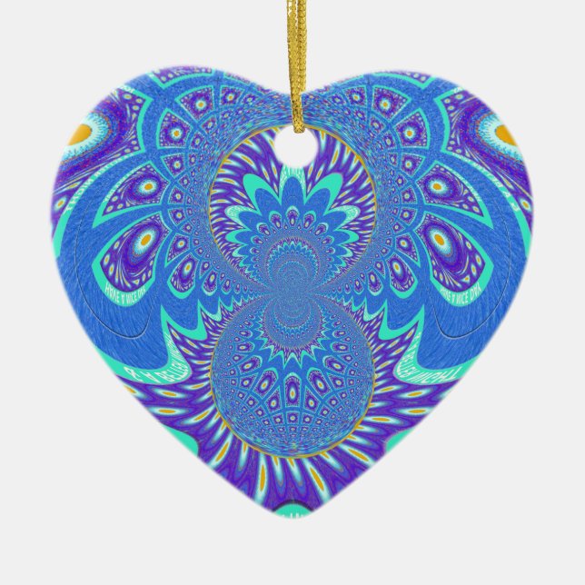 Modern Blue art Ceramic Ornament (Front)