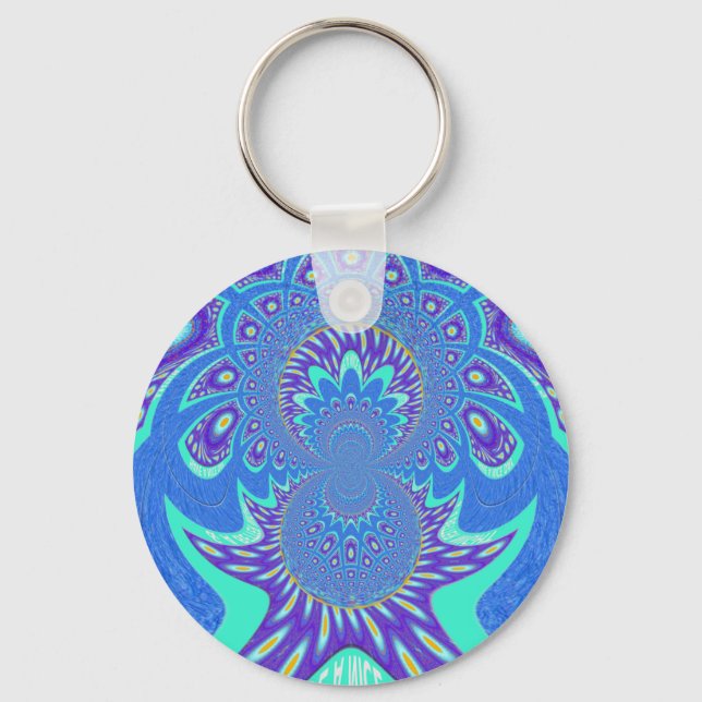 Modern Blue art Keychain (Front)