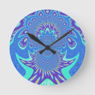 Modern Blue art Round Clock