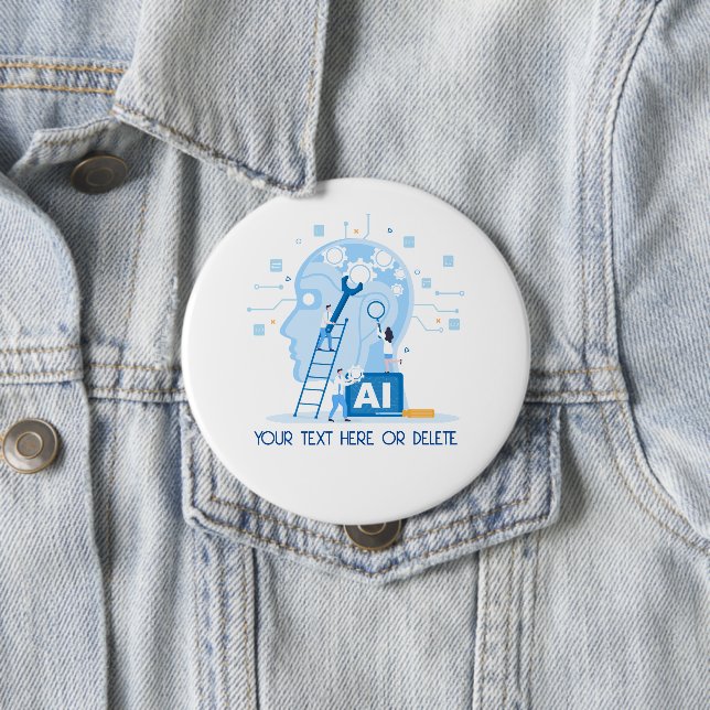 Modern blue Artificial Intelligence  illustration  4 Inch Round Button (In Situ)