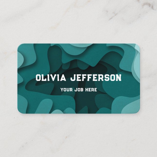 Modern Blue Artisitc Abstract Wavy Lines  Business Card (Front)
