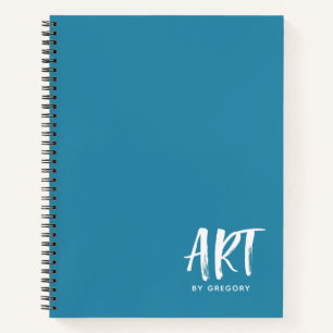 Modern Blue Artist Sketchbook With Name Notebook