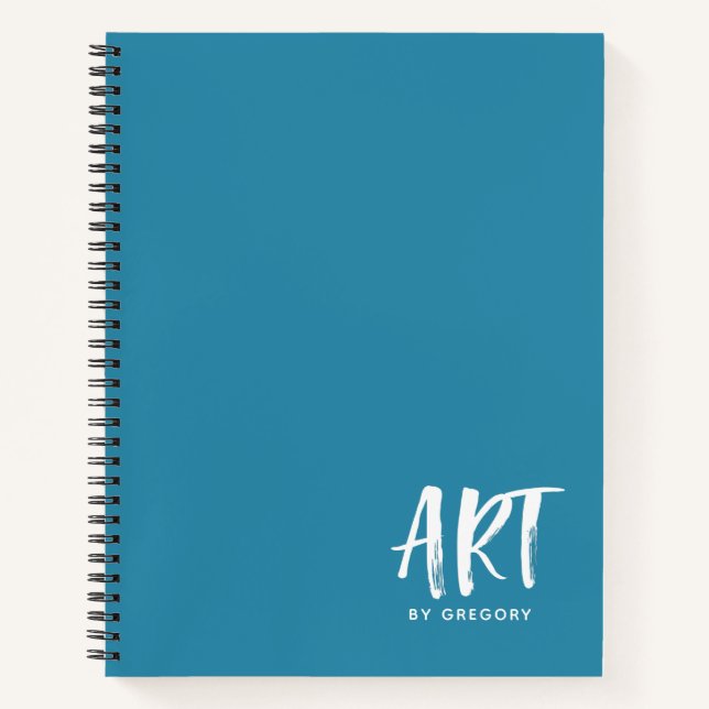 Modern Blue Artist Sketchbook With Name Notebook (Front)