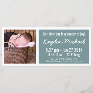 Modern Blue Baby Boy Birth Announcement