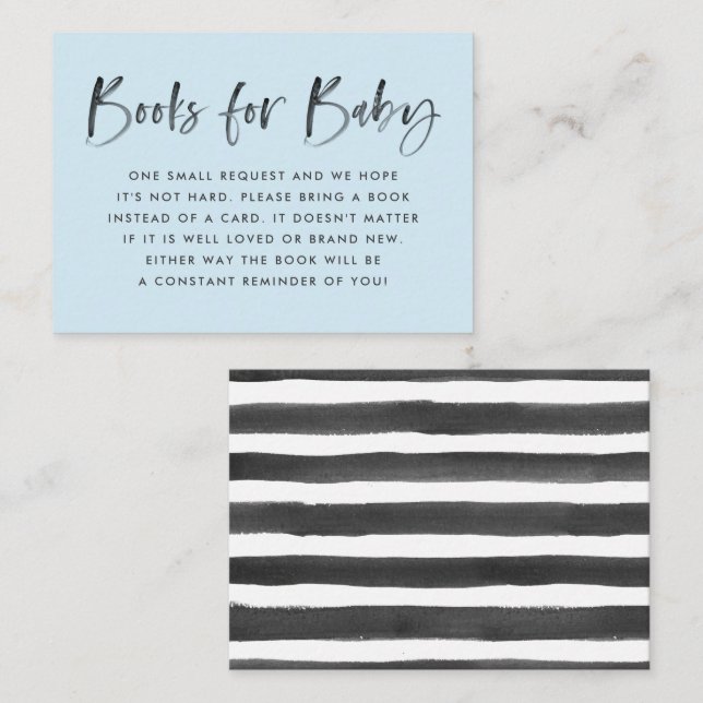Modern Blue Baby Shower Book Request Enclosure Card (Front/Back)