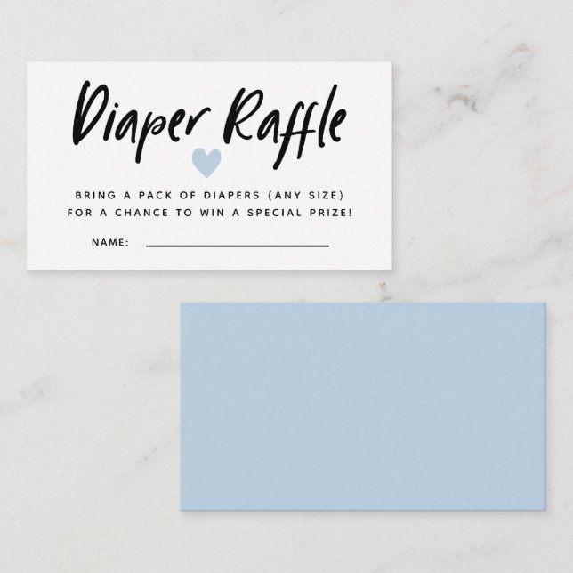 Modern Blue Baby Shower Diaper Raffle Tickets Enclosure Card (Front/Back)