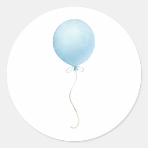 Modern Blue Balloon Boy Baby Shower Classic Round Sticker