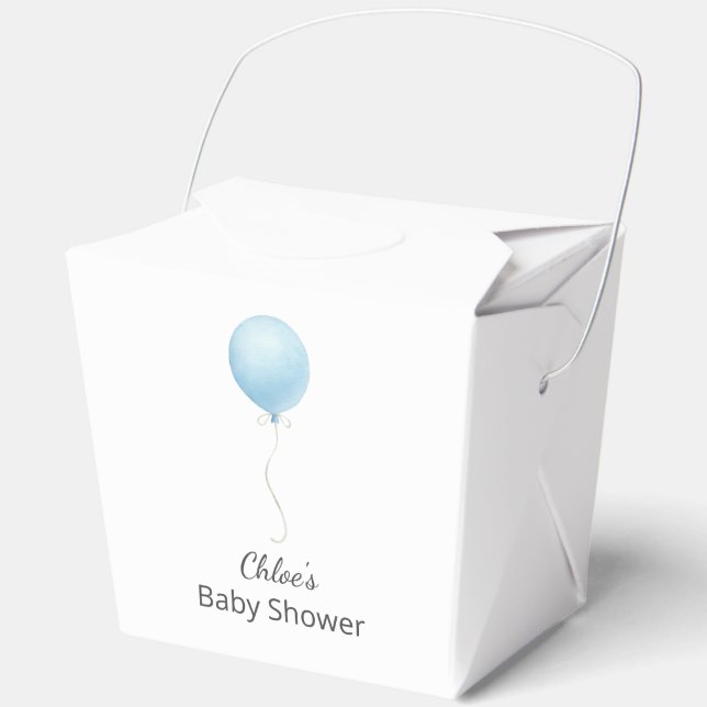 Modern Blue Balloon Boy Baby Shower Favor Box (Front)