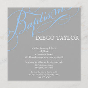 Modern Blue Baptism Invitation