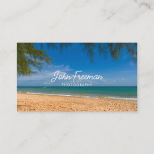 Modern Blue Beach Landscape Photography Business Card