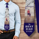 Modern Blue Best Dad Ever Father`s Day 2 Photos Tie<br><div class="desc">Modern Blue Best Dad Ever Father`s Day 2 Photos neck tie. White typography on a blue background with 2 photos - add your photos. You can change any text on the tie. A perfect gift for a dad,  new dad or grandfather on Father`s Day.</div>