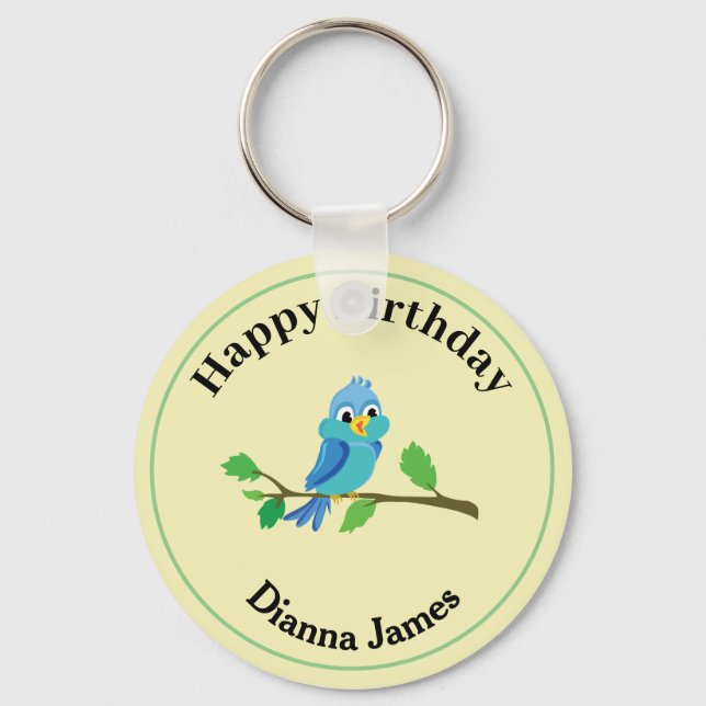 Modern blue bird keychain (Front)