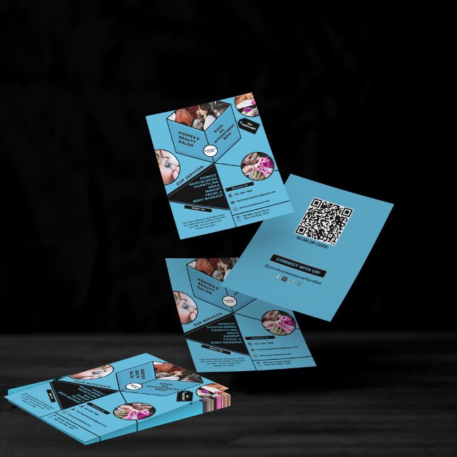 Modern Blue Black Beauty Salon Spa Custom Photos  Flyer (Creator Uploaded)